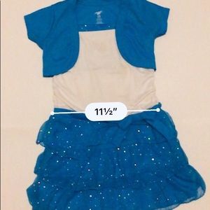 Extremely Me Blue White Glitter Girl Dress Sz 5 6